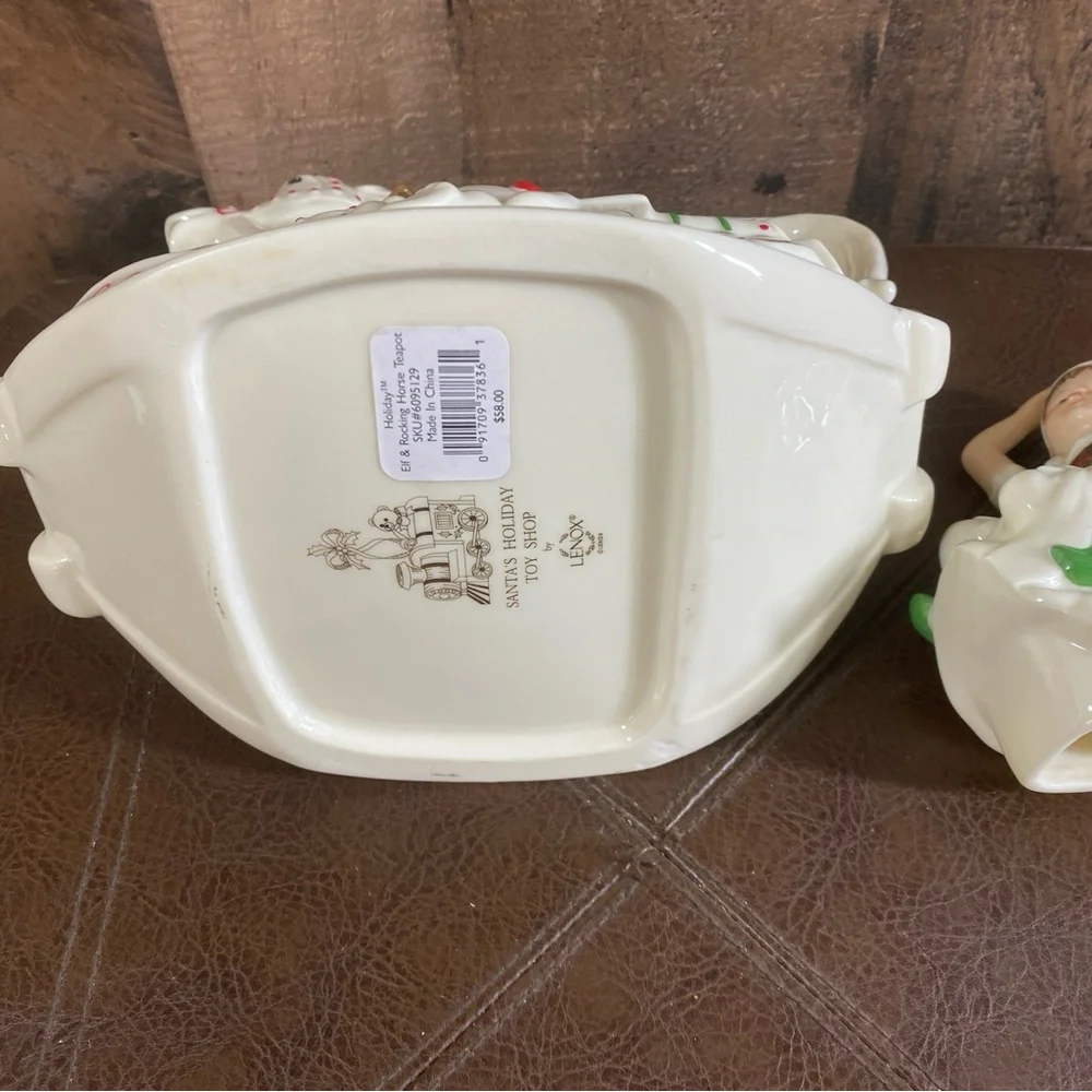 Lenox For the Holidays Elf & Rocking Horse Teapot Santa's Toy Shop W/ Box Retire